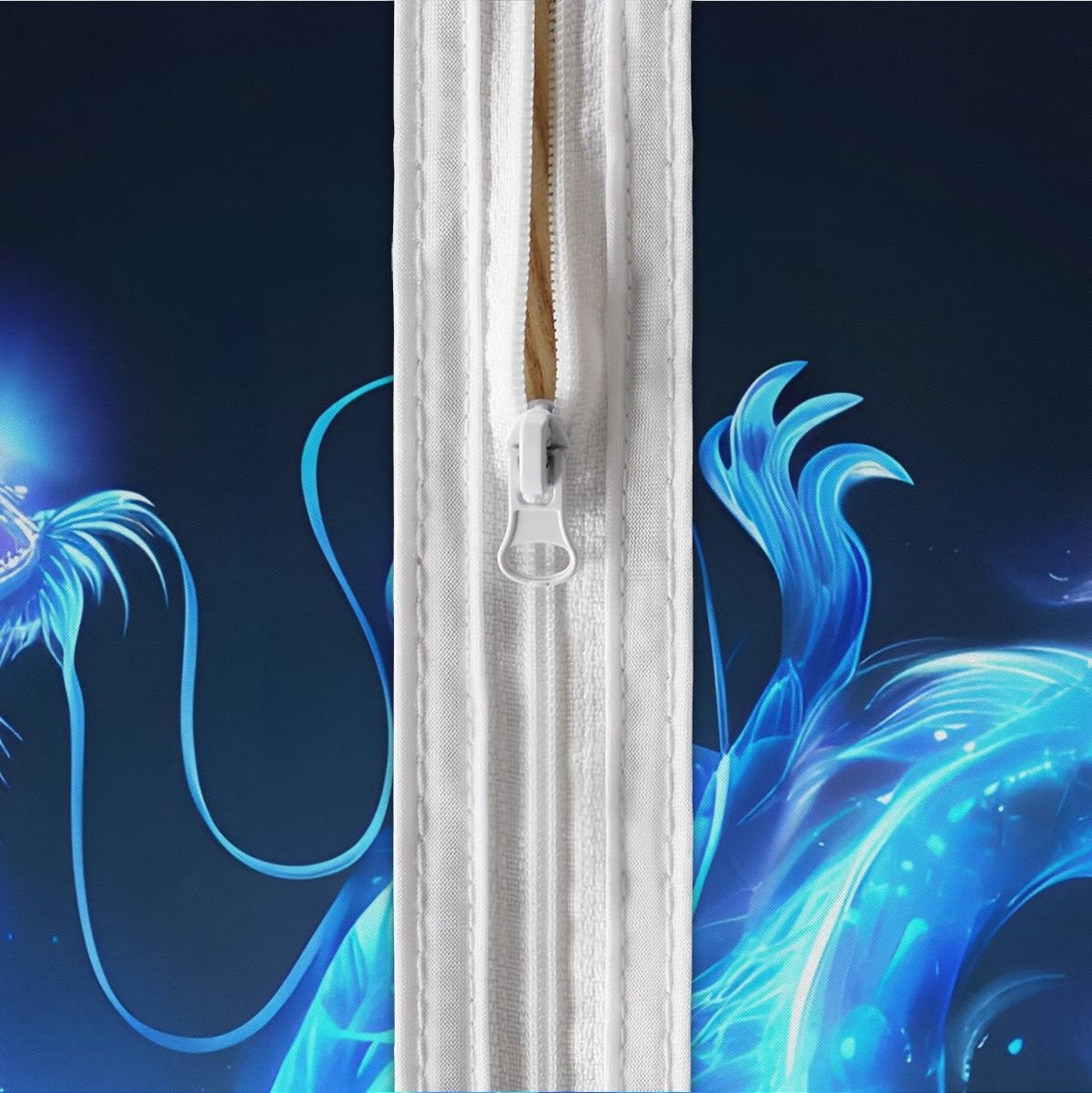 Blue Ice Dragon Outdoor Tablecloth, Zippered Table Cover with Umbrella Hole, 60 x 60 Inch Square Dining Table Cover for Patio Garden Tabletop Decor