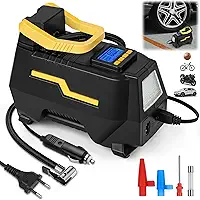 Compressor de Ar Automotivo, Compressor Ar Automotivo 12V ou 110 V/220 V, Car Home Dual-use com Bomba de Inflação Leve, Mini Compressor de Ar para Carro de Pneus com LED, 150 PSI