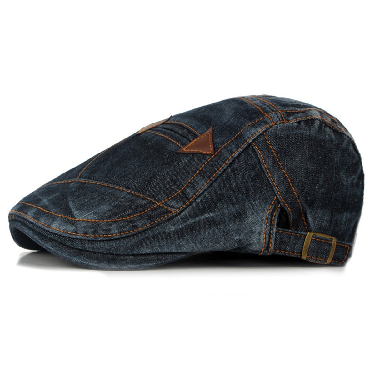 Himozoo Mens Denim Flat Cap Newsboy Ivy Irish Hats Jean Cabbie Scally Cap Duckbill Hat (Black)