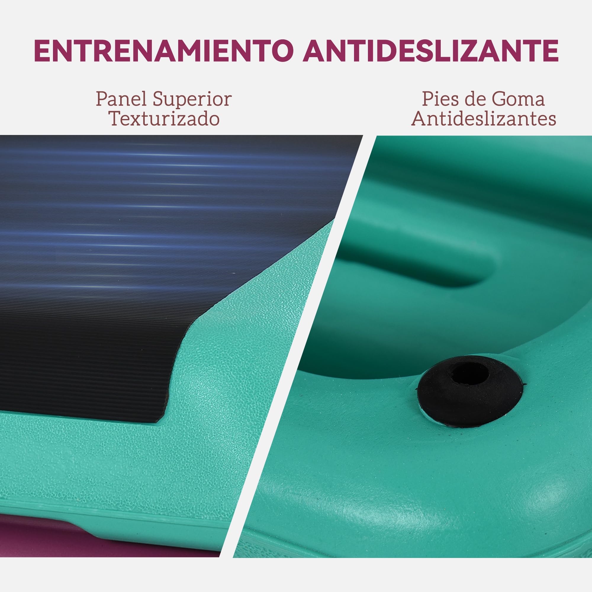 HOMCOM Step de Aeróbic, Step para Fitness Antideslizante, Altura Regulable 3 Niveles de 10/15/20 cm, Carga 150 kg, para Ejercicio en Casa, Gimnasio, 110x40x20 cm, Multicolor