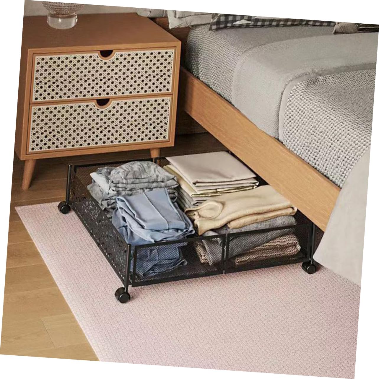 PRETYZOOM under Bed Storage Rack Smooth Rolling Wheels Bed Drawers for Small Spaces