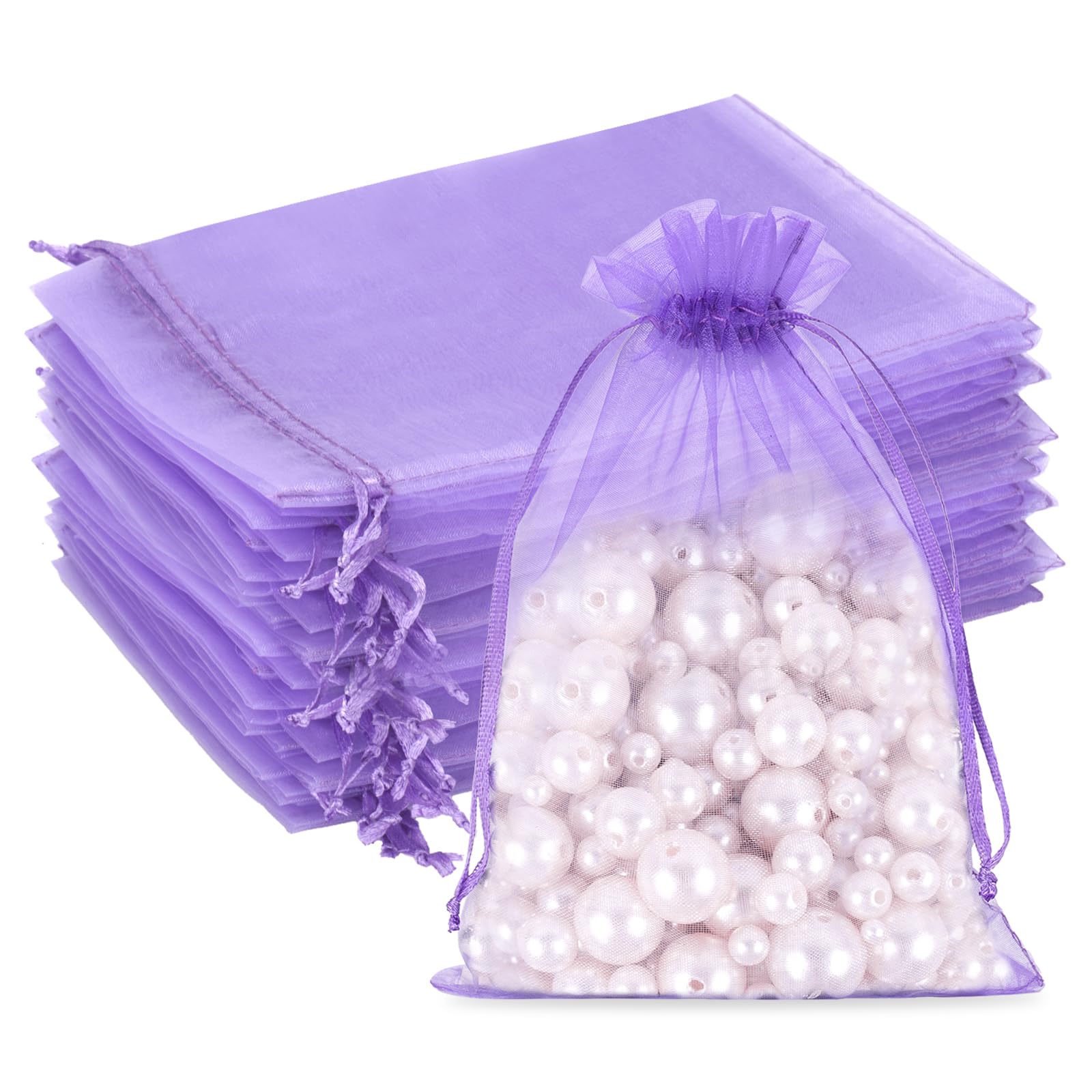 G2PLUS White Organza Gift Pouches - 7x9 CM Small Organza Favor Bags, 50 PCS Wedding Jewelry Bags - Clear Mesh Pouches for Wedding, Christmas, Birthday, Anniversary — view 75