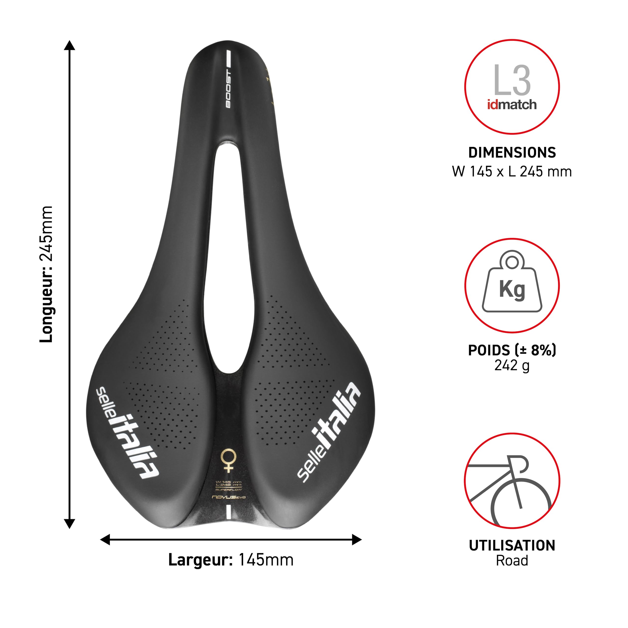 Selle NOVUS Boost EVO - Lady TM Superflow noir - L3