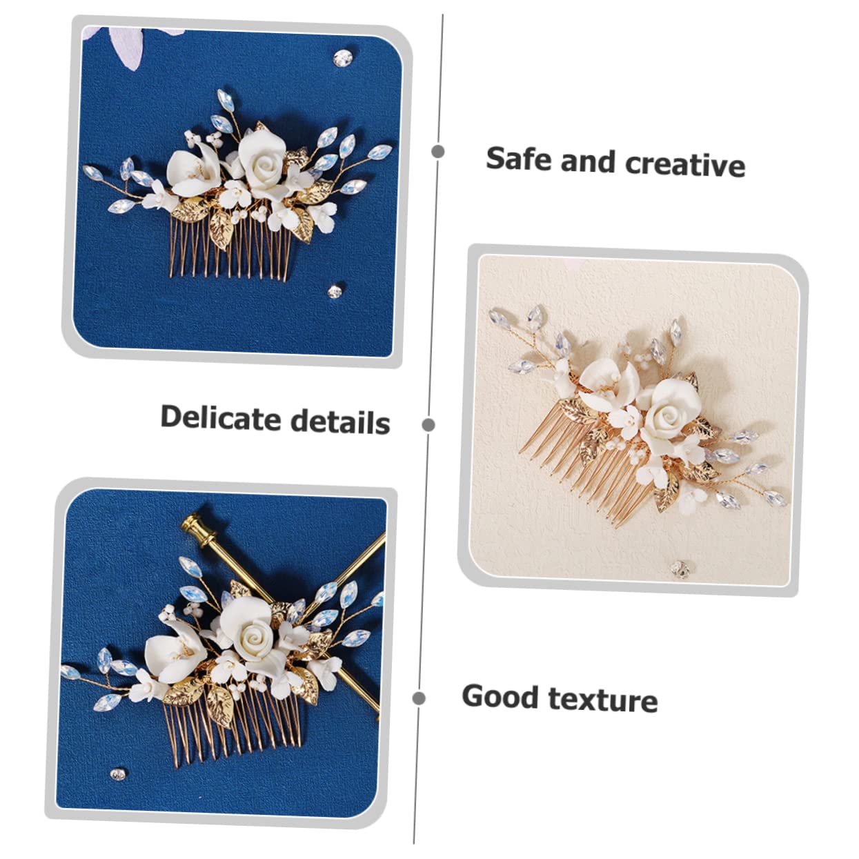 TOPBATHY 5 Piezas Peine De Novia Decoración De Macramé Decoración Del Cabello Para La Boda Peines Para El Cabello Accesorios Nupciales Cerámica Delicado Dama De Honor Horquilla