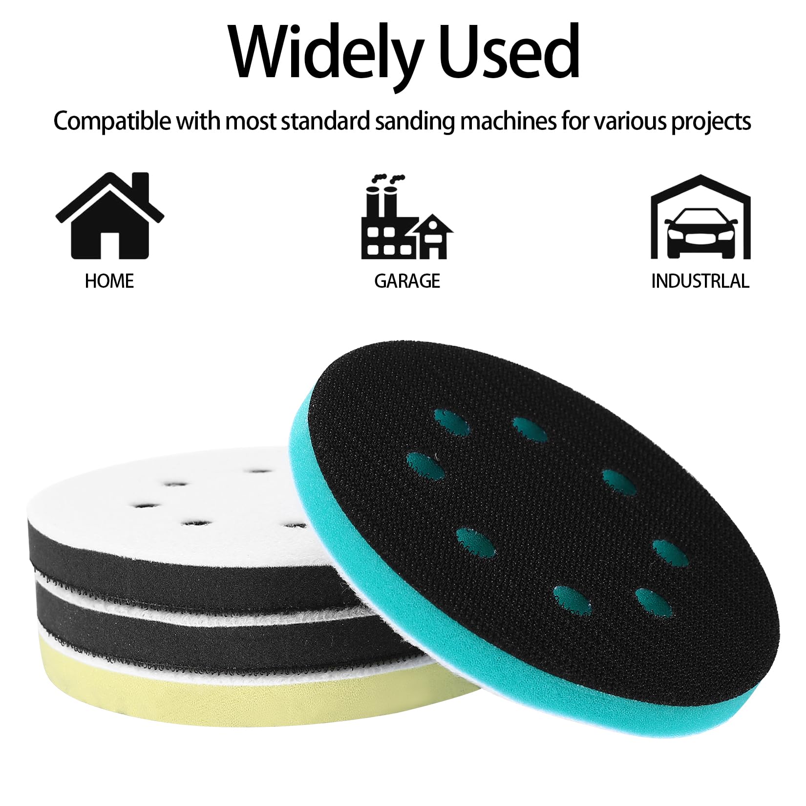 4 Platorelli Per Levigatrice Orbitale 125mm - In Spugna, Con 8 Fori, Per Carta Vetrata - Foto 4