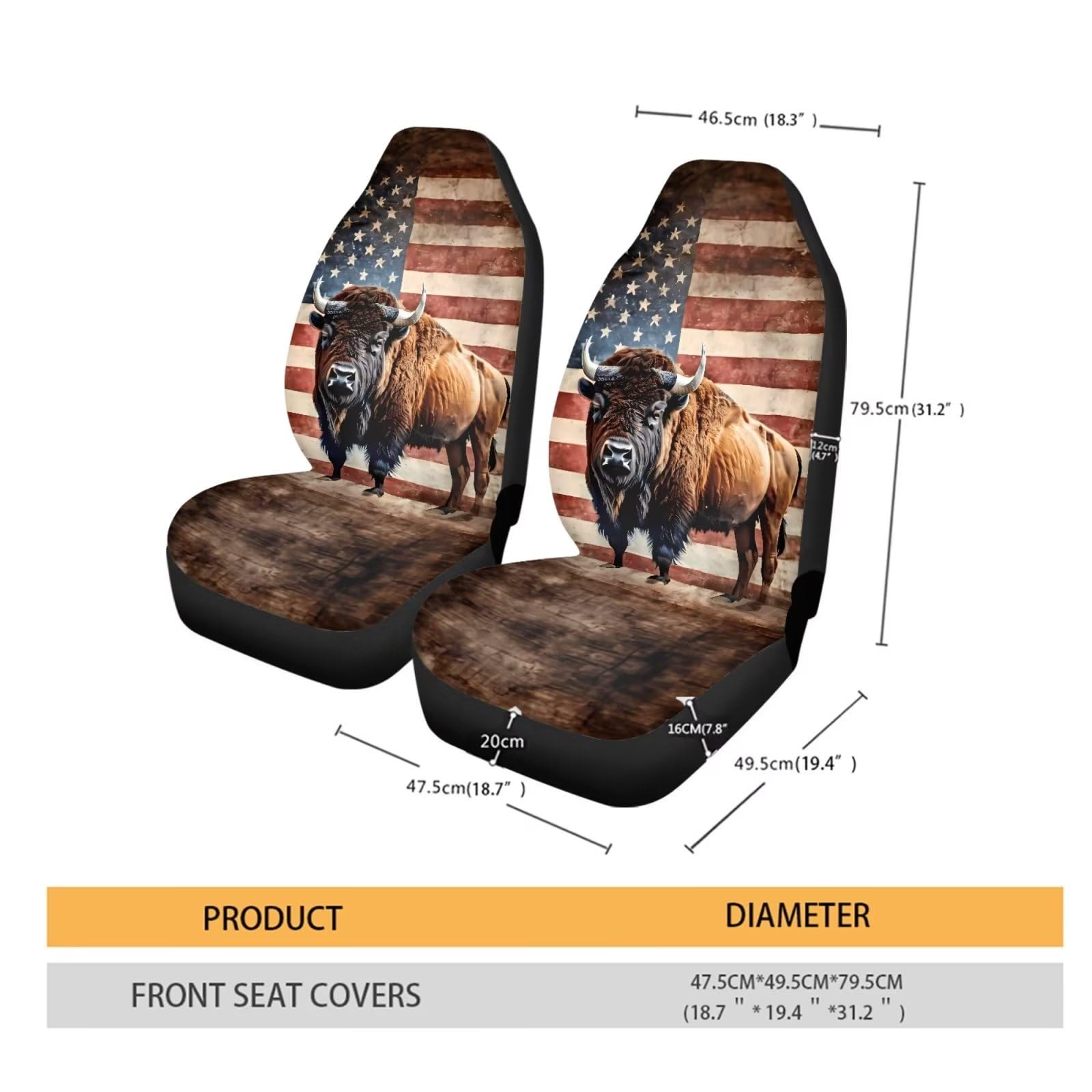 Bison Vintage USA Sitzbezüge - Universelle Auto-Sitzschoner Für Limousine, SUV & LKW