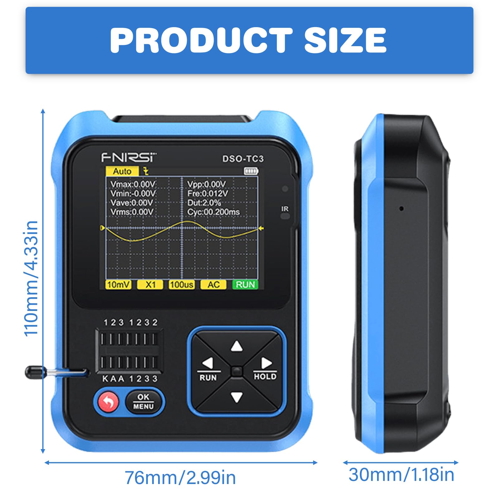 DSO-TC3 Oszilloskop, 3 in 1 Digitales Handoszilloskop Multimeter Tragbares Transistortester Oszilloskope Signalgenerator 500kHz Bandbreite, ESR-Tester LCR-Widerstands-Zähler mit 2.4'' Tft Display