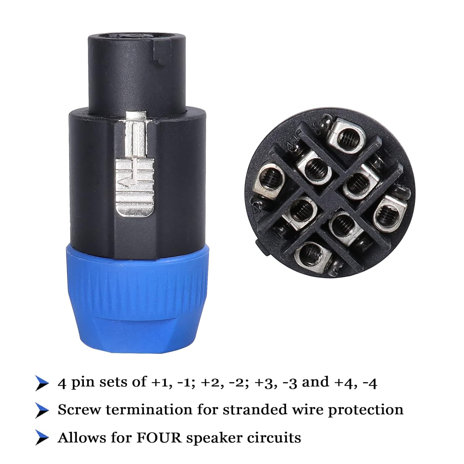 4 Sets (8 Packs) 8 Pole Speakon Connector Kit - 4pcs 8 Pin Speak-ON Connectors and 4pcs Panel Mount Chassis Socket Adapter for NL8FC, NL8FX, NLT8X, NL8FC, NL8FX with Twist Lock Plug