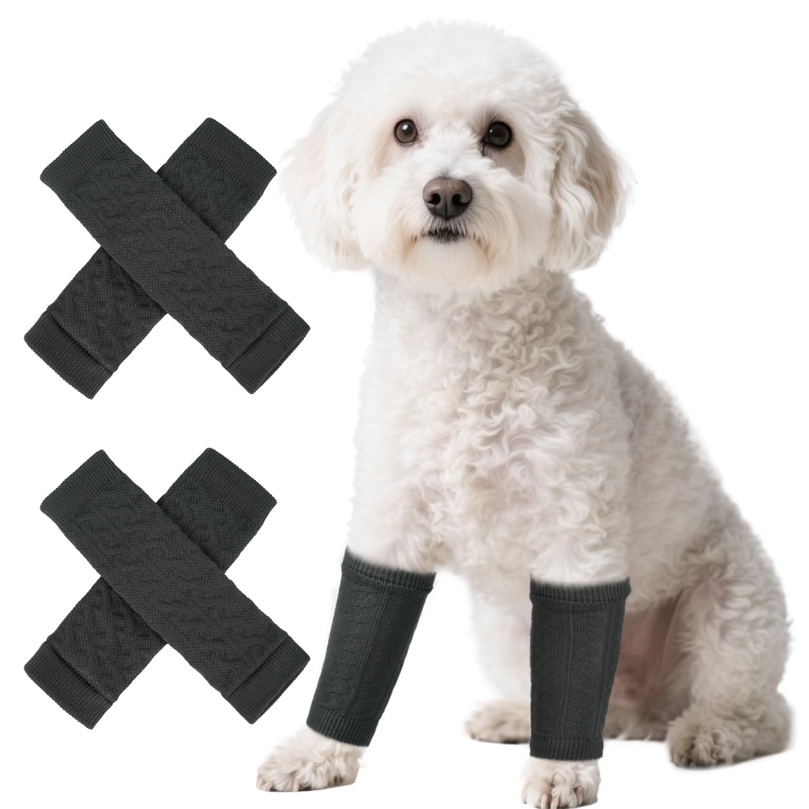 PUMYPOREITY 4 Pcs Dog Leg Sleeve, Elbow Pads For Dogs, Front/Back Leg Sleeve, Stop Pet From Chewing Wounds(Blue, L)