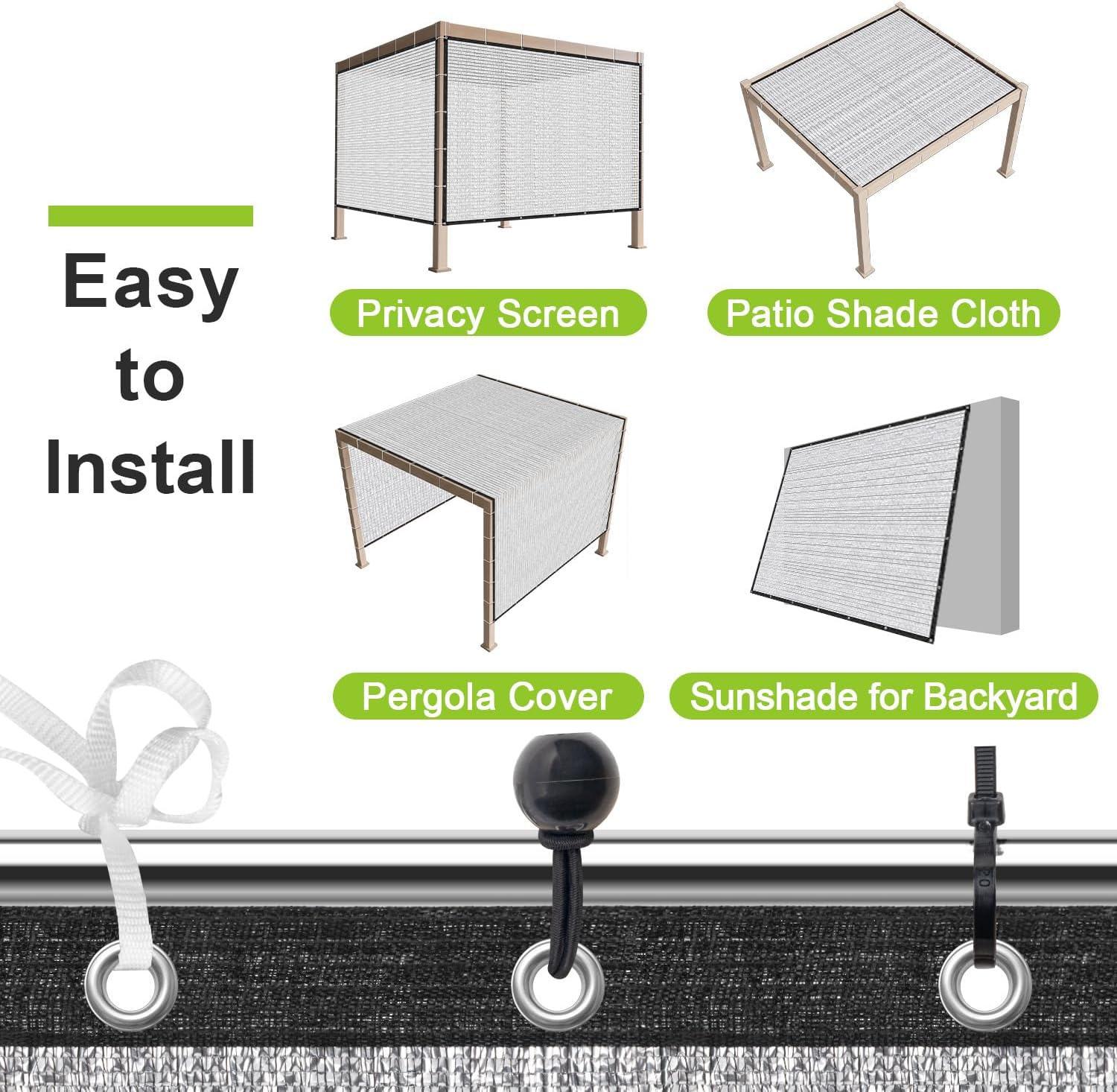 Sunny Guard Aluminum 85% Shade Cloth, 20x30FT Reflective Mesh Tarp for Outdoor Pergola, Greenhouse, Car, Chicken Coop and Dog Kennel Cover (Silver)