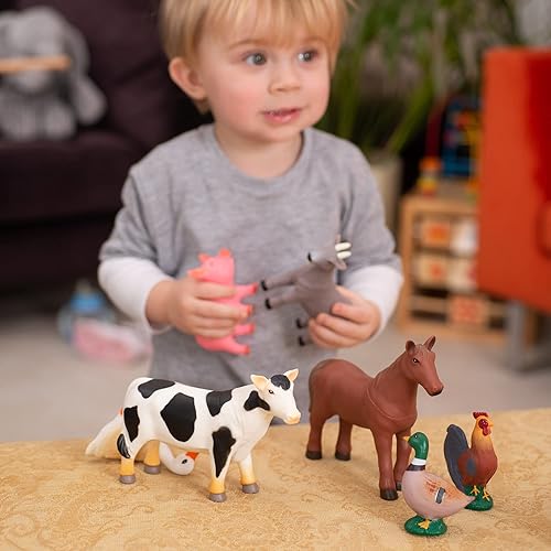 Miniatura 8 de Learning Minds Juego de 8 figuras de animales de granja jumbo, animales de granja para niños pequeños de 1 a 3 años, juguete de granja para niños de