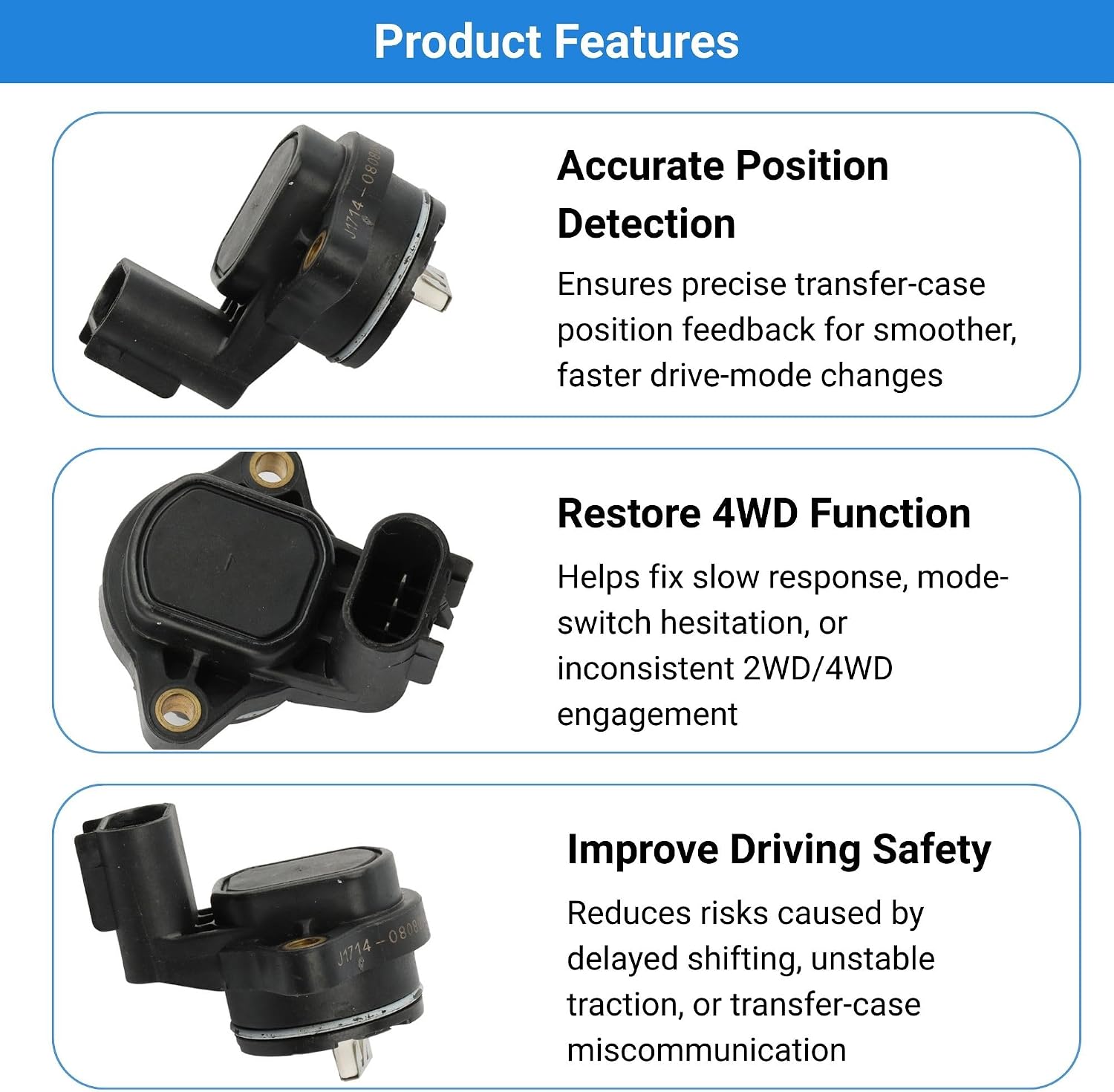 84377721 Transfer Case Two Four Wheel Drive Actuator Position Sensor for Cadillac Escalade Chevrolet Silverado Tahoe, for GMC Sierra Yukon Suburban Replaces# 19133159 19302454 23488090