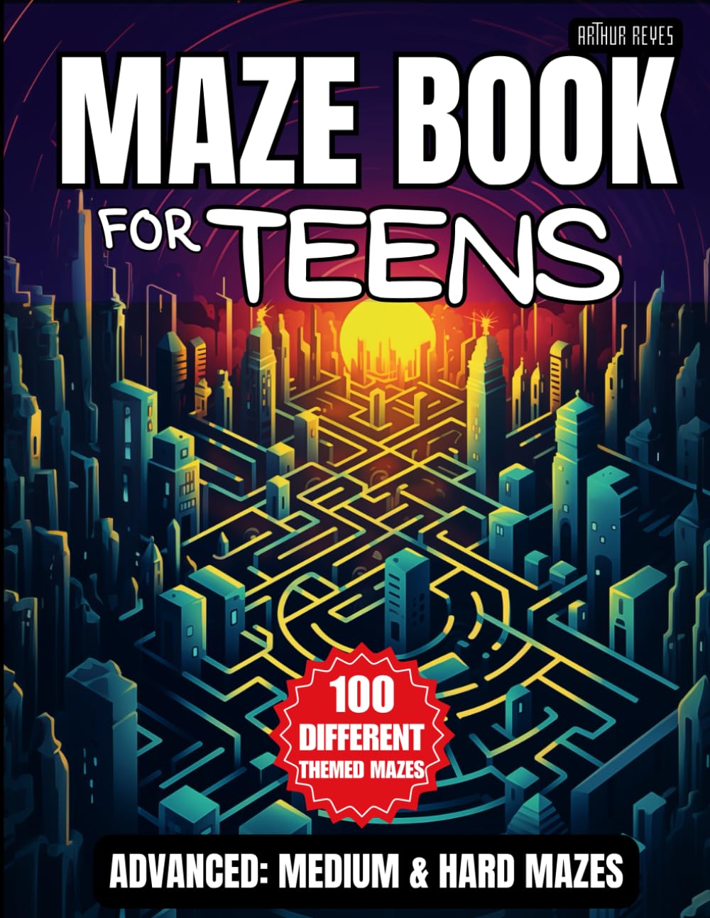 Maze Book for Teens: 100 Mazes for Adults and Teens, Advanced - Medium and hard level, large print with solutions