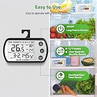 Vista 4 de Termómetro Digital para Refrigerador Paquete de 2, Termómetro Impermeable para Refrigerador, Termómetro para Congelador de Pantalla Grande de 2.25