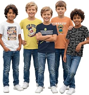 HELLCAT Boys Printed Cotton Blend Regular T Shirt | Pack of 5 Price In India