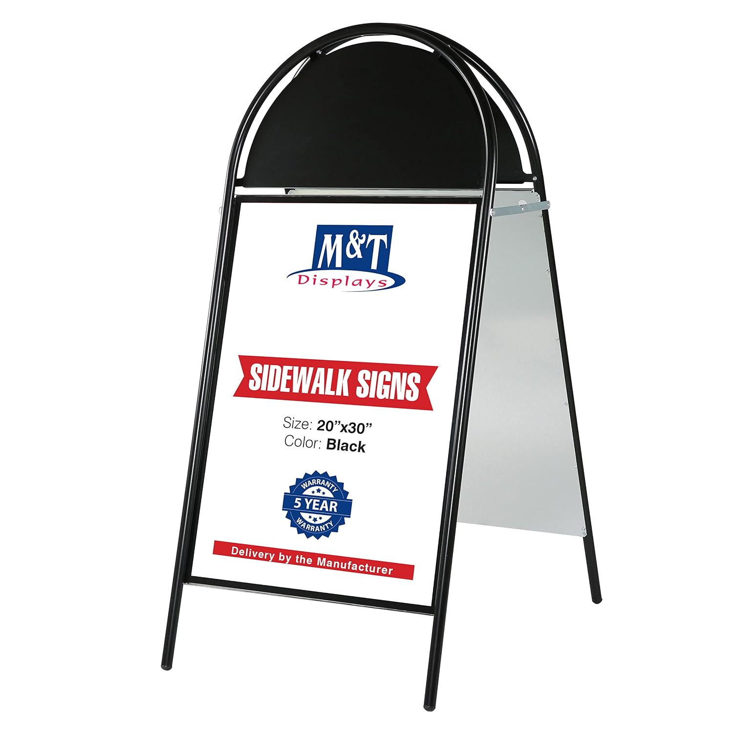 M&T Displays 22x28 Double Sided Sandwich Board – Folding Black Aluminum A-Frame Sidewalk Sign with Magnetic Covers & Header, Outdoor Restaurant Menu Board, Pavement Advertising... - Image 10