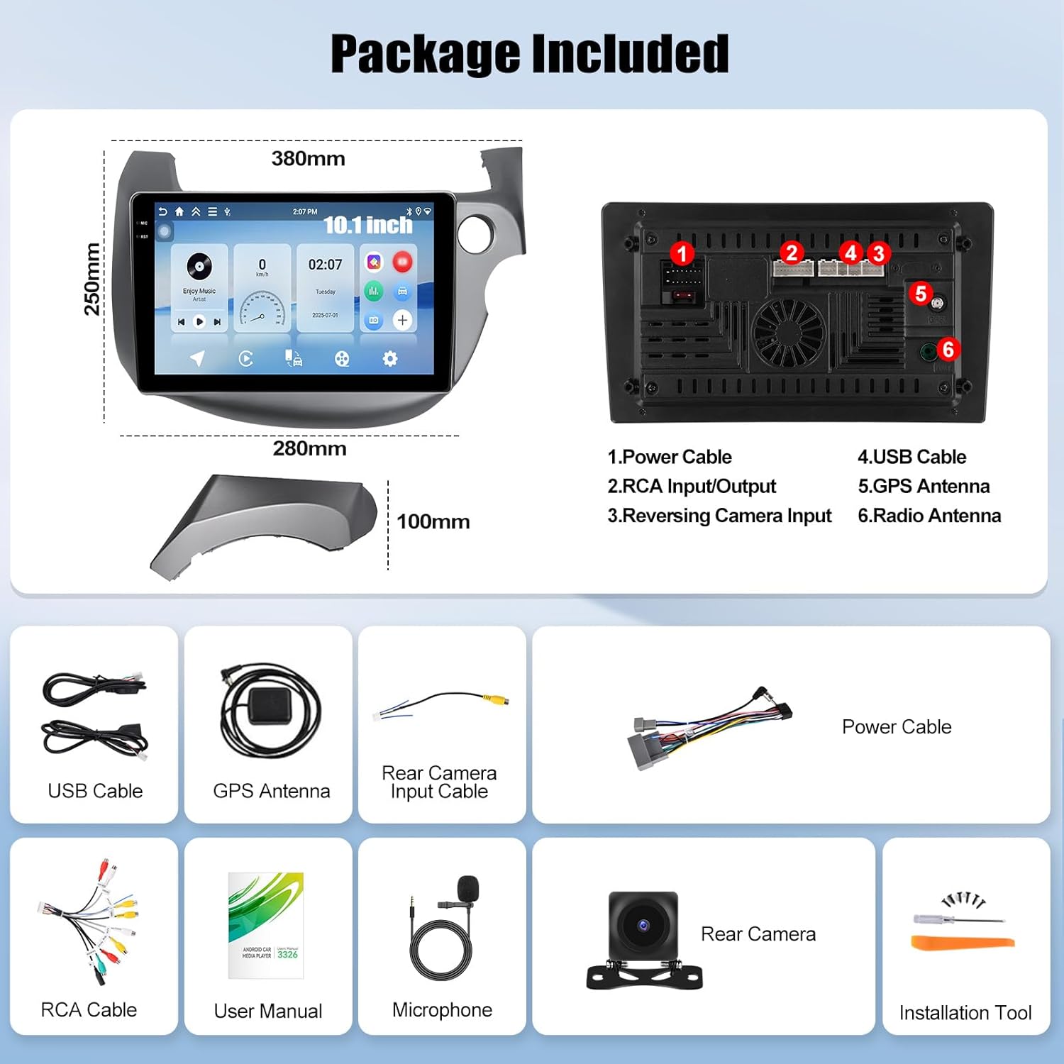 4G+64G Android Car Stereo for Honda Fit (Right-Hand Drive) 2007 2008 2009 2010 2011 2012 2013 Car Radio with Carplay Android Auto 10.1 Inch Touch Screen Head Unit Backup Camera WiFi GPS FM RDS