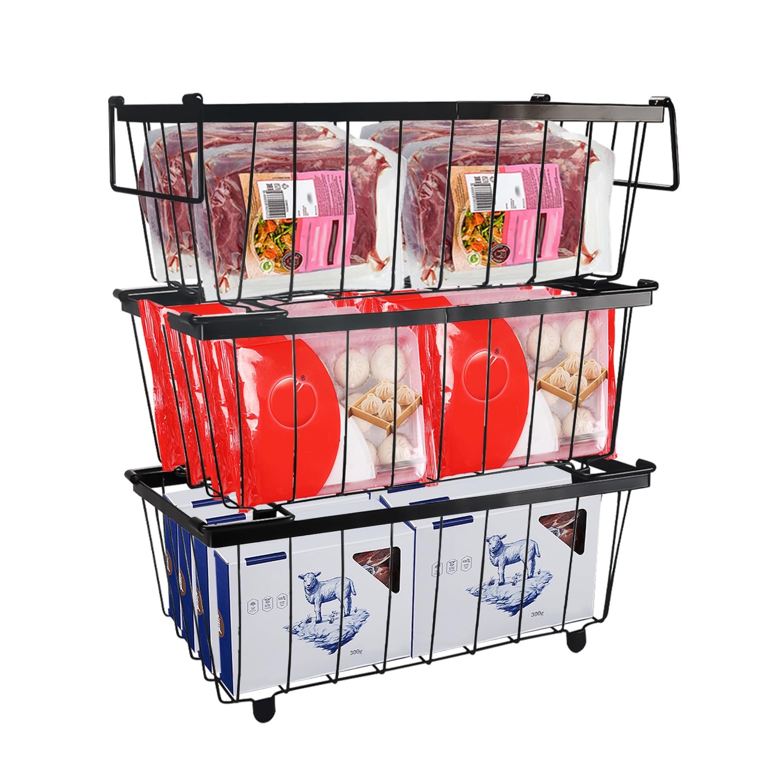 Contenitori per congelatore, confezione da 3/4 contenitori impilabili per congelatore a pozzetto per alimenti surgelati, contenitori per congelatore con manici per una facile rimozione degli
