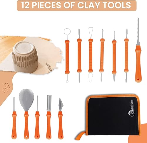 Miniatura 5 de Herramientas para esculpir arcilla  12 piezas de herramientas de arcilla para modelar con asas de madera para esculpir y modelar  Kit de