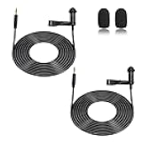 SPTSSWET 2pcs Lavalier Microphone for DJI Mic 2 Wireless Transmitters Compatible with Rode Wireless GO II 2 Wired for Hollyland Lark Max for SYNCO G2 for Neweer CM28, 3.5mm TRS