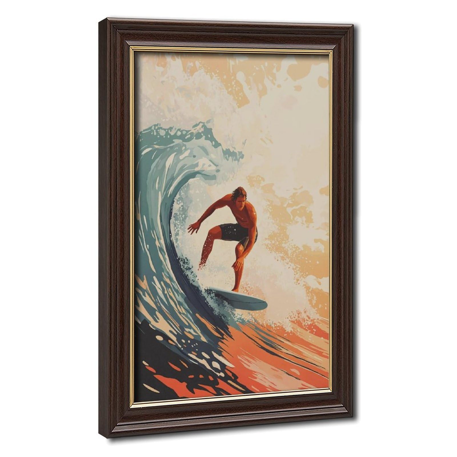Bareronor Surfer Riding Ocean Wave Canvas Poster Bedroom Decor Landscape Office Room Decor Gift 12" L X 18" W