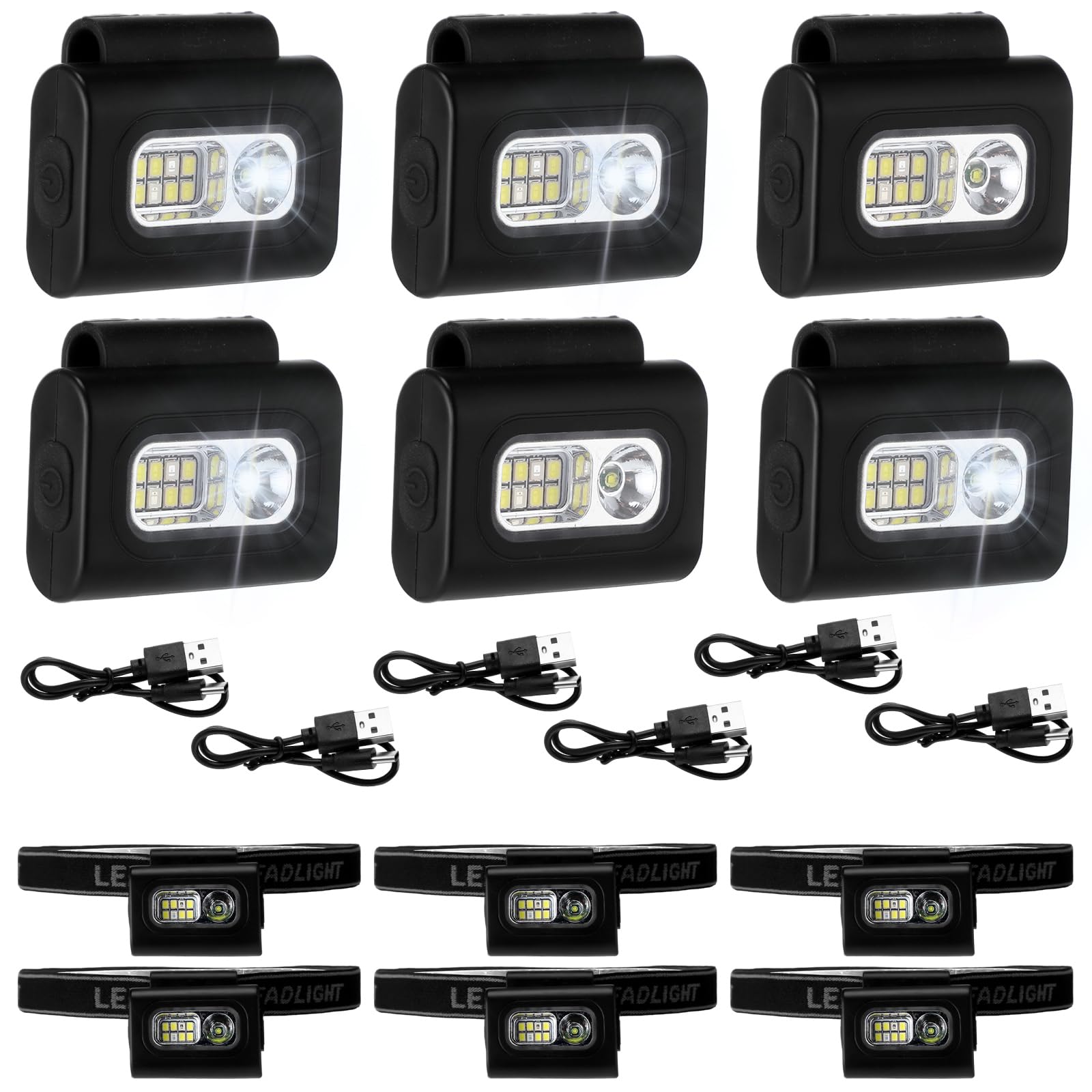 Tujoe 6 luces LED para correr para corredores, corredores, trotar, luz LED recargable, reflectante, equipo de correr, clip en luz nocturna USB magnética, luz nocturna para caminar por la noche,