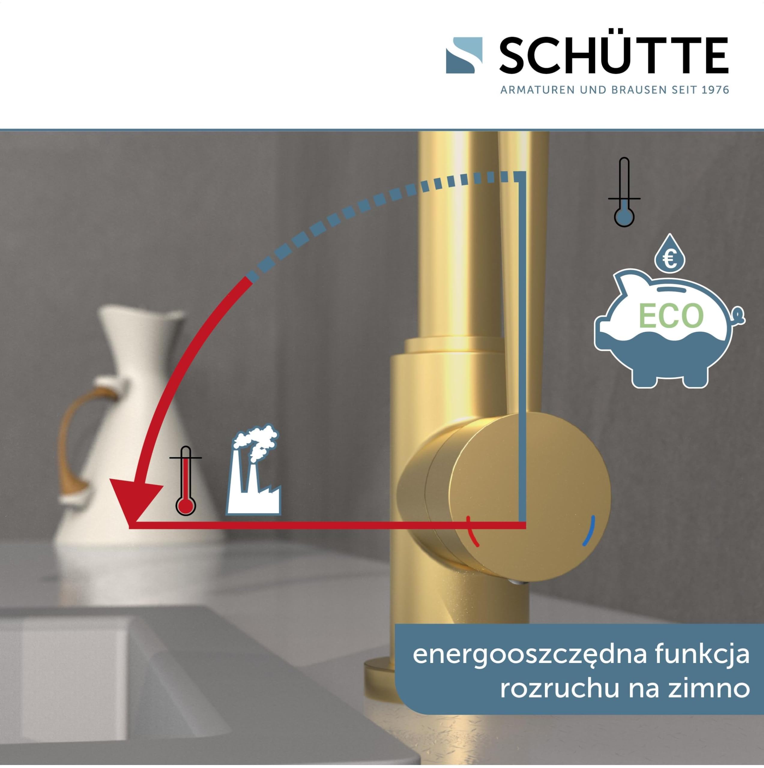 SCHÜTTE 79167 Cornwall armatura kuchenna, obracany o 360 stopni kran kuchenny, bateria mieszakowa do zlewu z mieszaczem jednouchwytowym, bateria zlewozmywakowa, złota