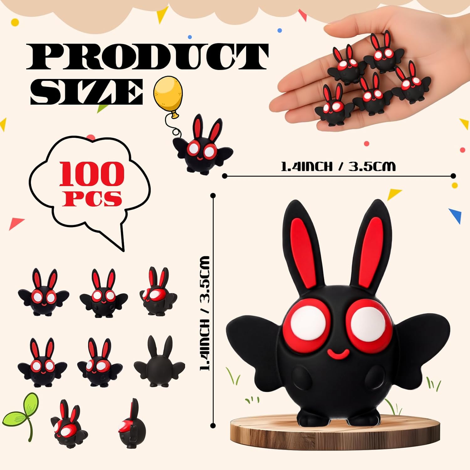 Chunful 100 Pcs Mini Mothman Figurines Small Moth Man Figures Tiny Mothman Statue for Cryptids Gag Easter Gift Hide and Seek Props Cake Garden Decor Birthday Holiday Party Favors (Black)