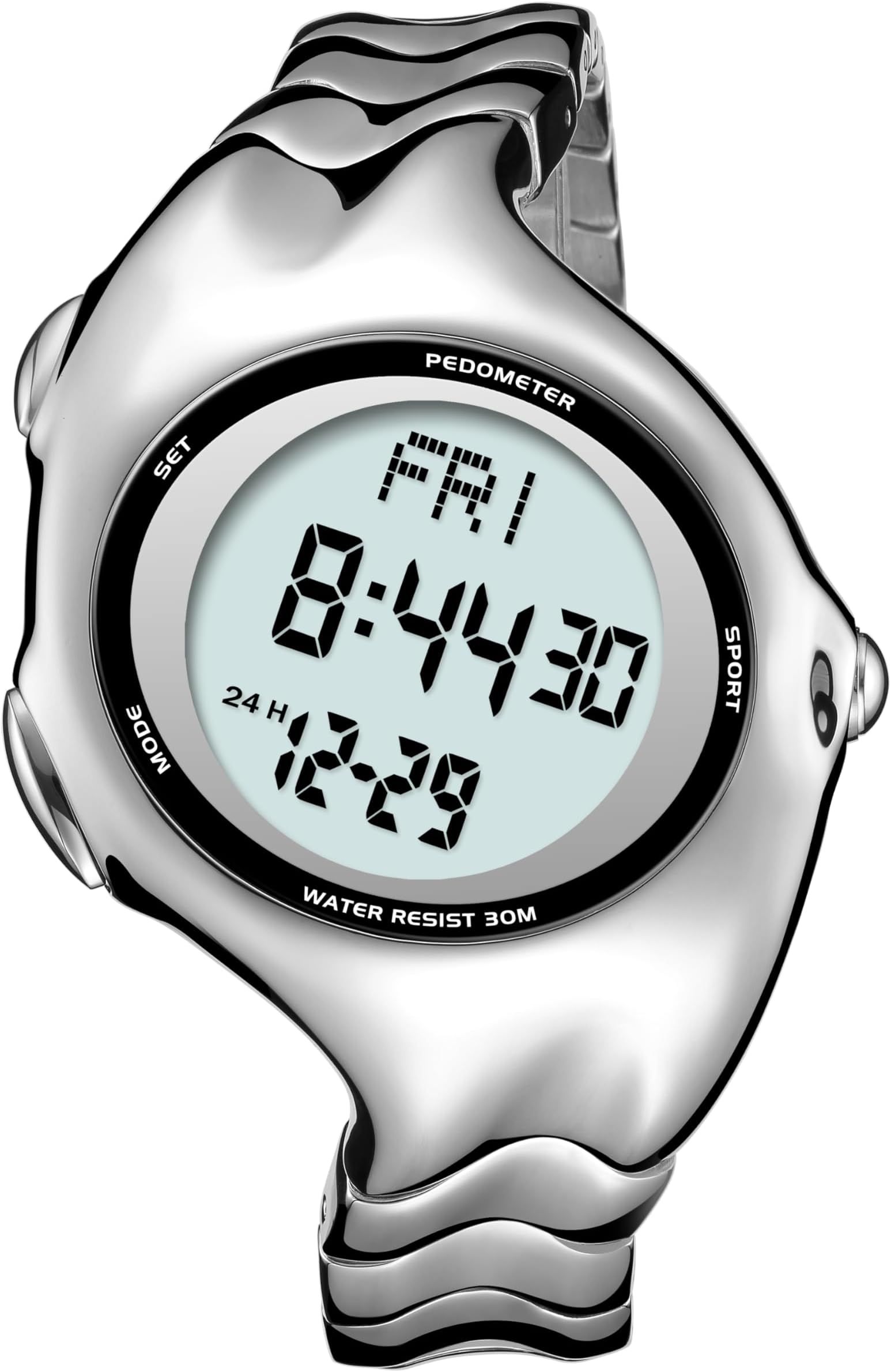BENLYDESIGN Digital Watch for Men, Y2K Retro 2000s Vintage Electronic Wristwatch Unique Stainless Steel Band Big Tic Minimalist Unisex Streetwear Metal Timepiece Quartz Mens Watches Gifts