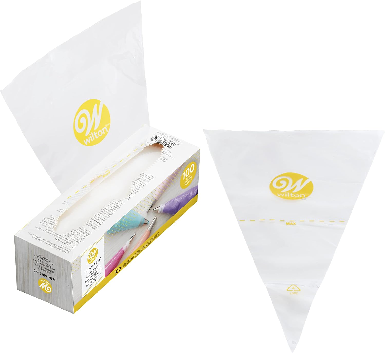 Wilton 16-Inch Easy-Grab Disposable Decorating Bags, 100-Count