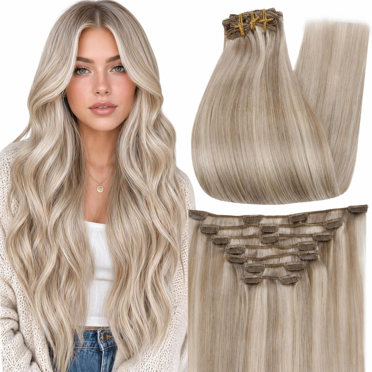Fshine Clip in Hair Extensions Human Hair, 1B Natural Black, 10 Inch, 95G, 7 Pcs, Double Weft Real Remy Brazilian Hair, Add Volume for Bob Hair, Thick Asian Hair, Short Hair Topper, Easy Clip Glueless — view 34
