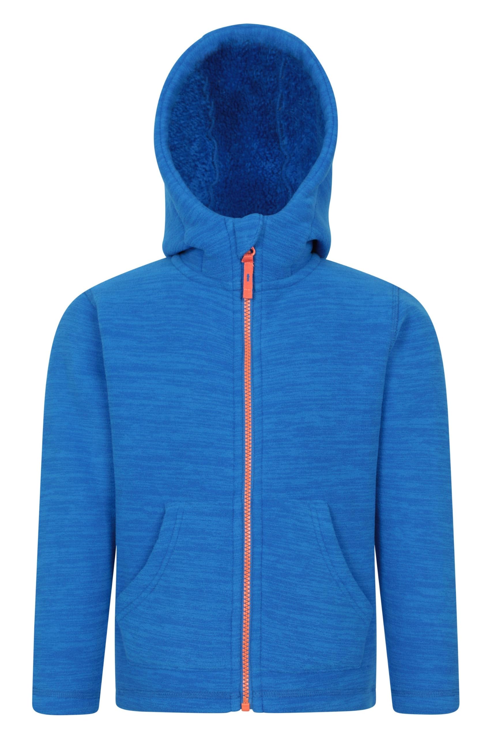Mountain Warehouse Snowdonia II Kids Hoodie - Full-zip Microfleece Top with Front Pockets for Boys & Girls - Best for Spring Summer, Camping, Outdoors & Hiking Blue Kids Size 11-12 Years