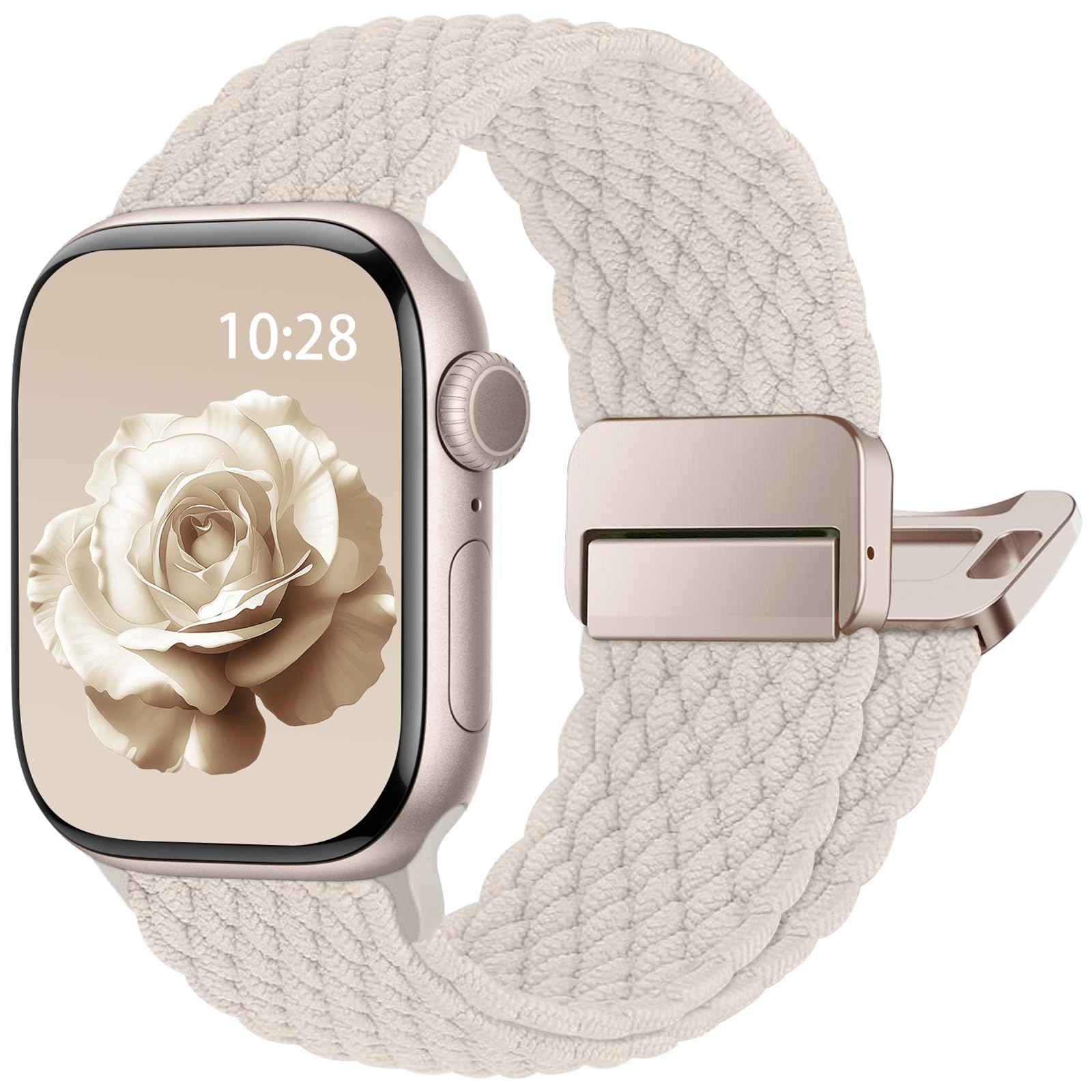 Geflochtenes Armband Kompatibel mit Apple Watch Armband 42mm 41mm 40mm 38mm 44mm 45mm 46mm 49mm,Elastisch Weich Nylon Armbänder mit Magnet Verschluss für iWatch Series 10 11 9 8 7 6 5 4 SE 3 2 1 Ultra