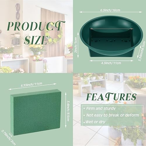 Miniatura 2 de 12 cuencos para arreglos florales de gran tamaño, suministros de arreglos florales redondos de espuma con cuenco, suministros florales con 12