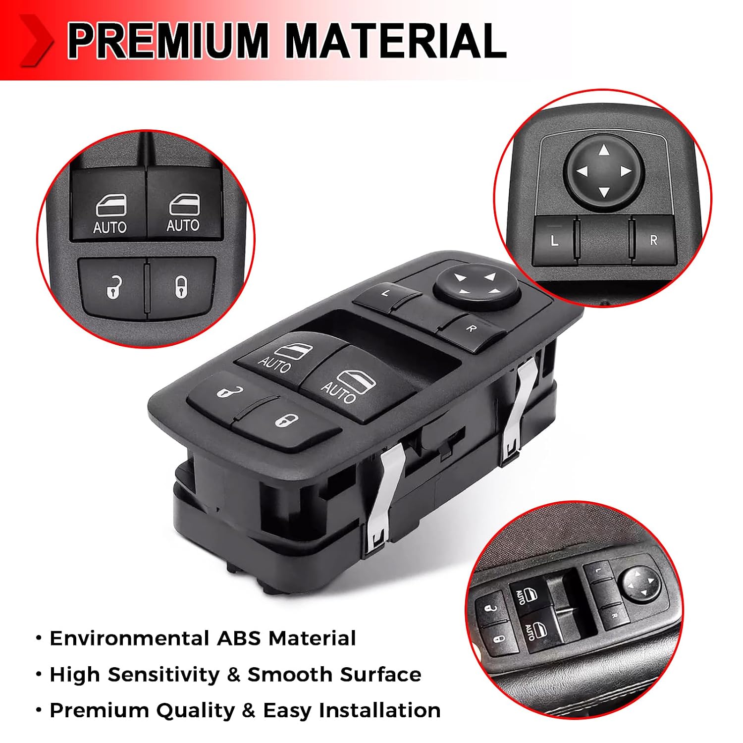 Driver Side Master Power Window Switch Fit for 2015-2022 Dodge Challenger, Replace 68183752AB,68183752AC 68183752AD 68183752AE 68183752AF