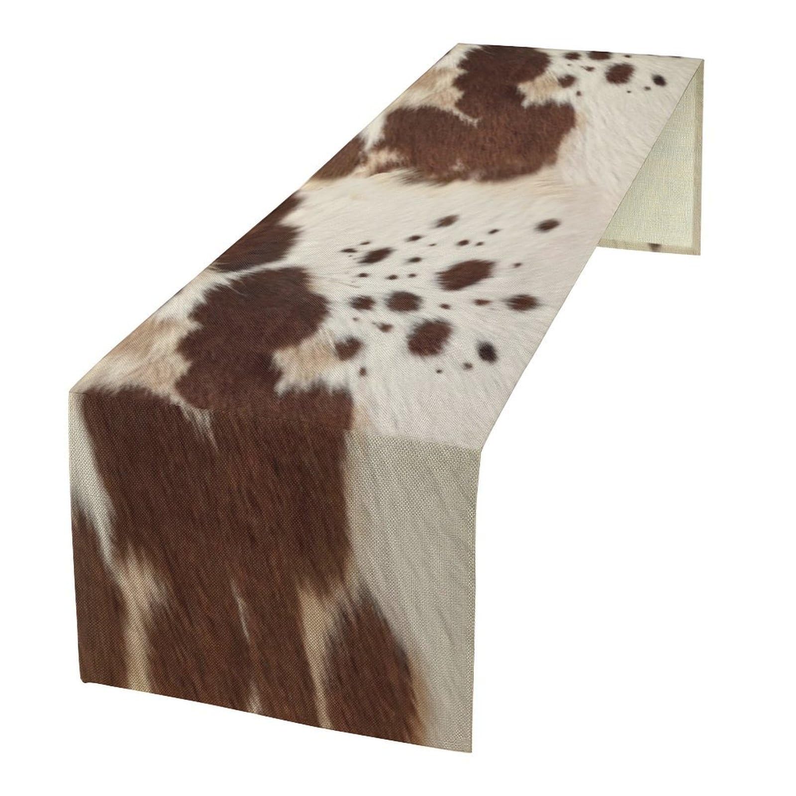 Camino de mesa con estampado de vaca, estilo occidental, estilo occidental, decoración para el hogar, cocina, comedor, 13 x 108 pulgadas