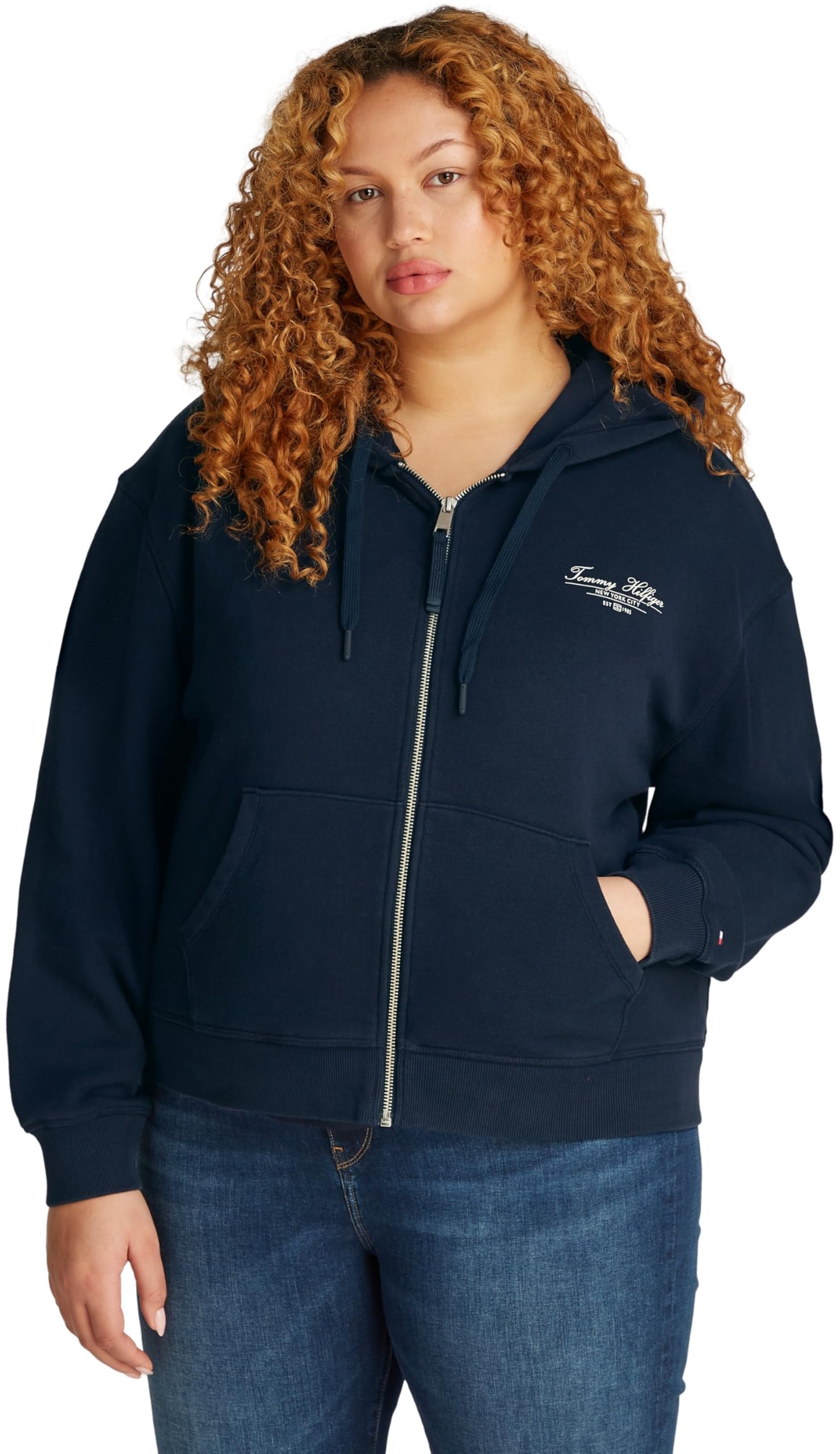 Tommy Hilfiger Damen CRV Reg Script Zip Hoodie Ww0ww46072 CRV REG Script Zip Hoodie WW0WW46072 (1er Pack)