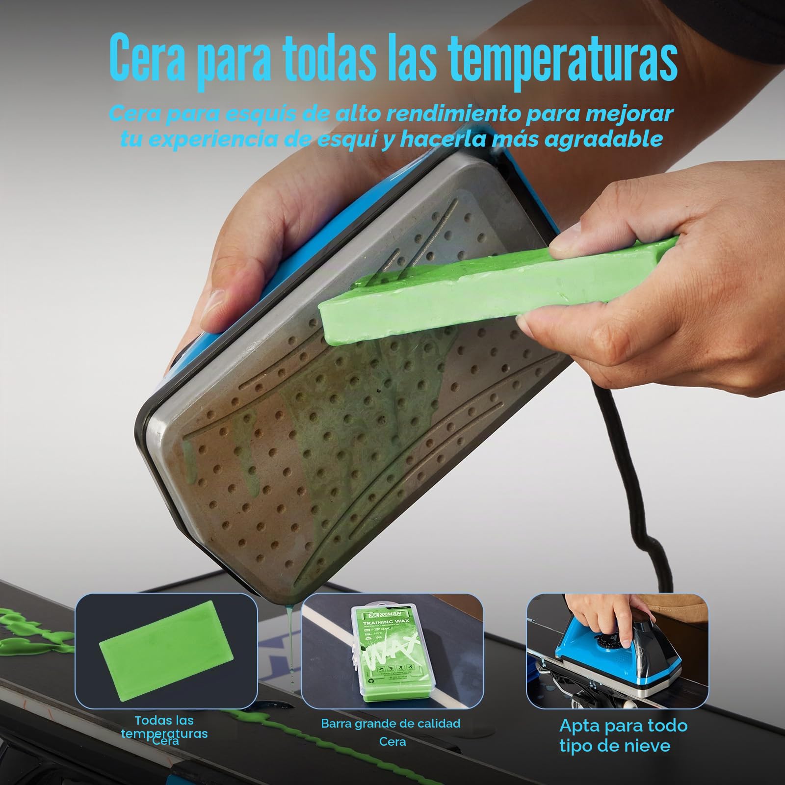 XCMAN Kit Completo de depilación con Cera para esquí, Snowboard, Cera, afinador de Borde de Base multiángulo, reparación de Base Ptex, Papel Encerado, Piedra de Goma para esquí, Snowboard