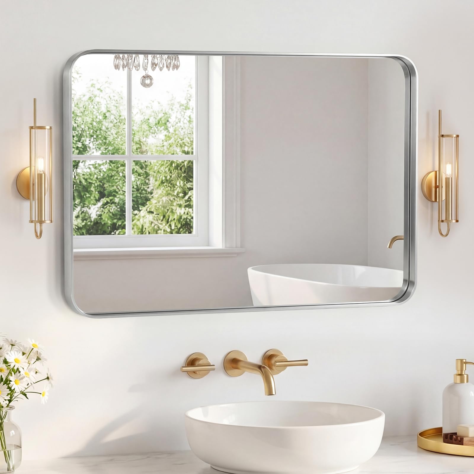 Sweetcrispy Bathroom Mirror 40x30 Inch, Vanity Mirror for Wall