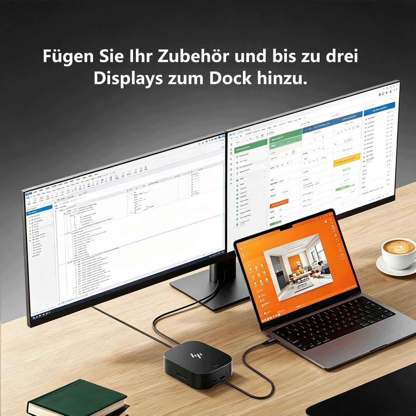 HP G5 Dockingstation 120W Essential USB-C Thunderbolt Docking Station mit 120W AC Adapter + HDMI Kabel + DisplayPort Kabel + USB-C Kabel