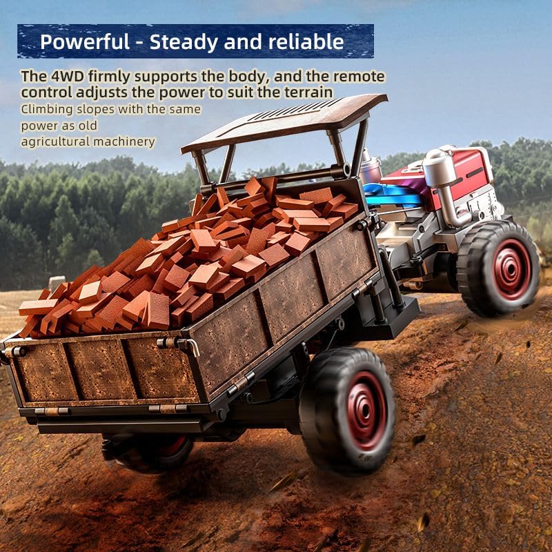 Image of Jet RoyHigh Performance Full Scale Simulated Tractor 2.4GHz Remote Control 4WD Farm Vehicle Strong Climbing Heavy Load RC Toy, Multicolor (RC Tractor (C8836))