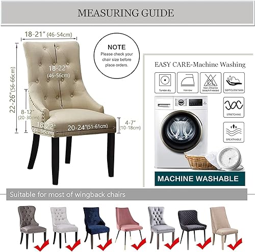 Miniatura 3 de XUANZYANG Fundas elásticas diagonales para sillas con respaldo de ala, funda protectora reutilizable para silla de brazo, fundas protectoras para