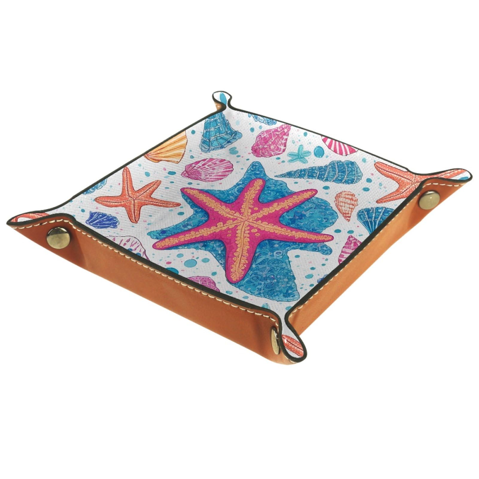 VAPOKF Starfish Shell Portable Folding Dice Rolling Tray, Microfiber Leather Dice Holder for Dice Games Like RPG, DND and Other Table Games