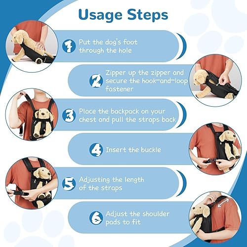 Miniatura 4 de YUDODO Mochila transportadora para perros y mascotas, ajustable, con patas hacia afuera, mochila de viaje para perros de fácil ajuste para