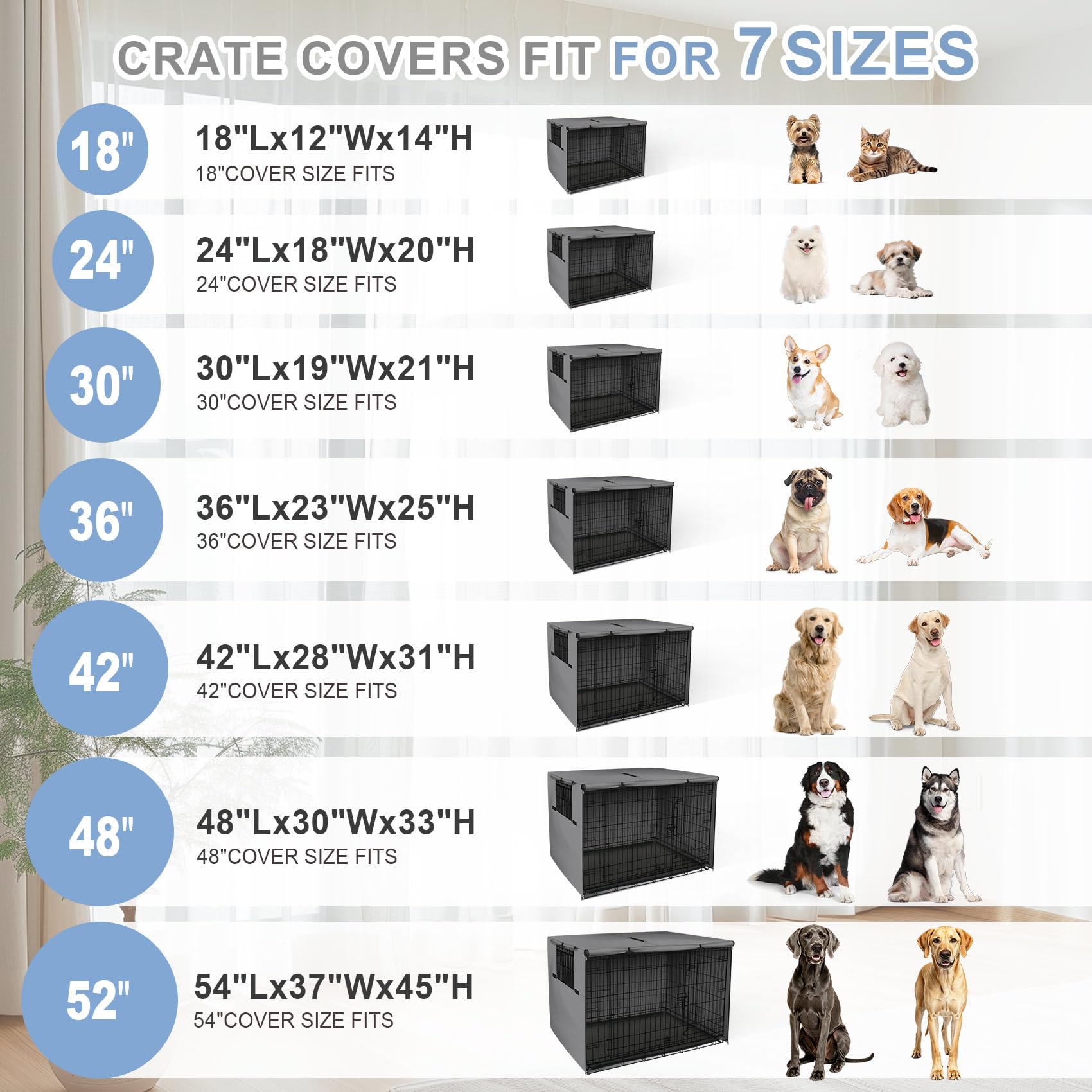 Explore Land Funda Duradera para Jaula de Perro, Funda de poliéster para Perrera, Ajuste Universal para jaulas de Alambre de 24 a 48 Pulgadas (36 Pulgadas (Paquete de 1), Funda Gris)