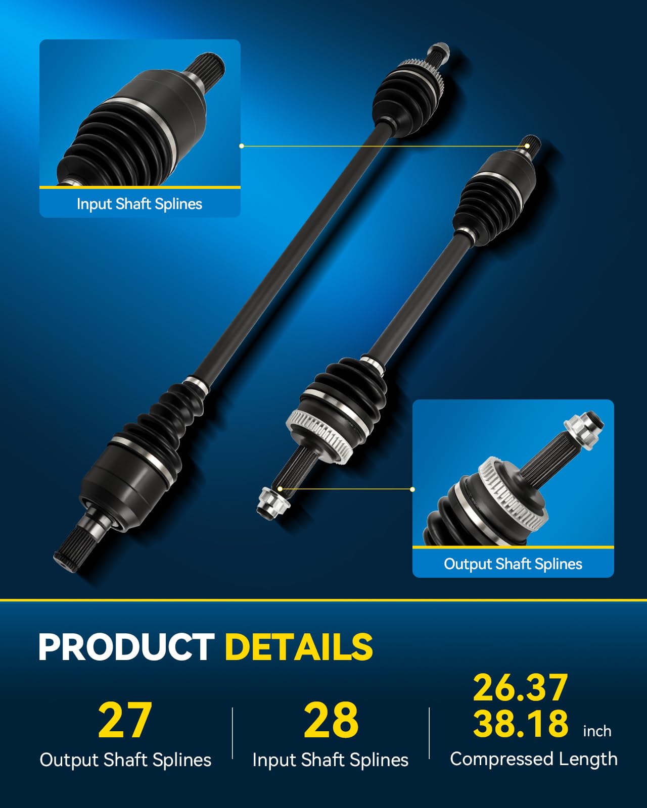 PHILTOP Eje delantero CV compatible con Sonata 2.4L 2011-2014, eje de 2 piezas