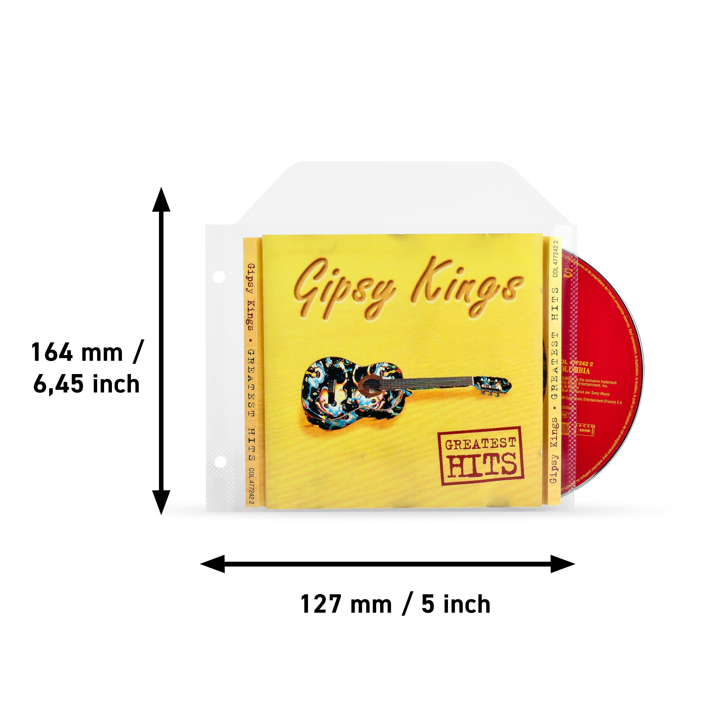 3L Es 10294 - Funda para Almacenaje de CD y Carátula con taladros para archivo, transparentes, 100 unidades