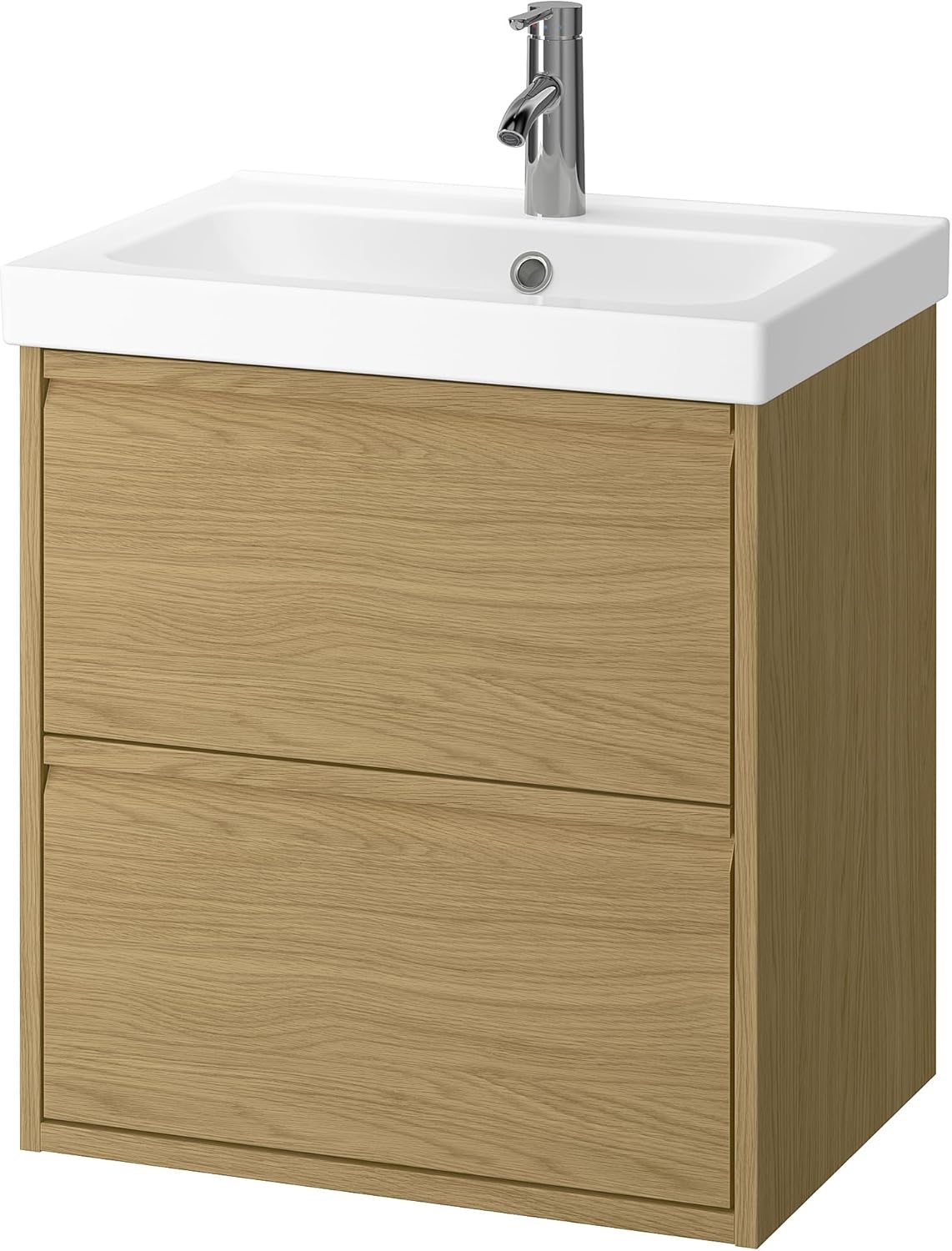 ORRSJÖN/ÄNGSJÖN Wash-stnd w drawers/wash-basin/tap, oak effect, 62x49x69 cm