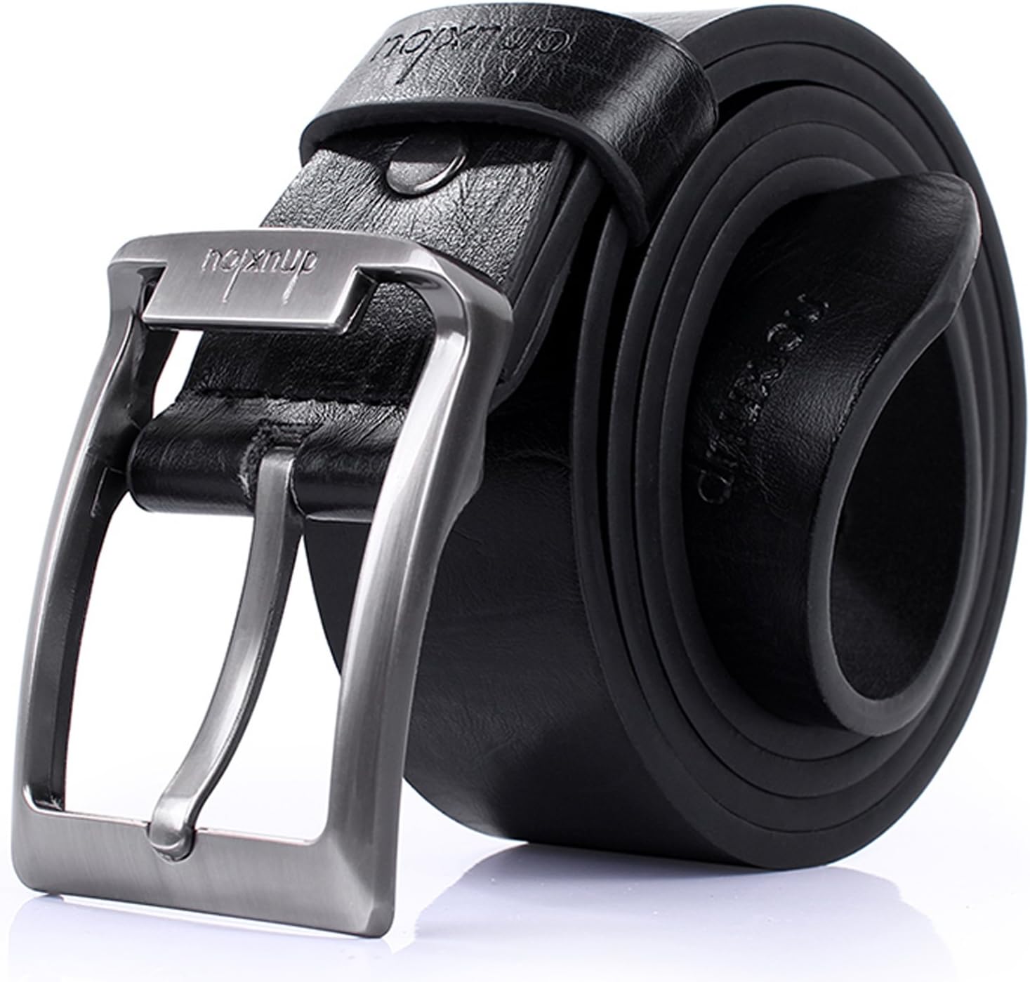 HIRUN Belts for Men - Men's Jean Dress Belt Leather 1.5" Wide Pin Adjustable Buckle