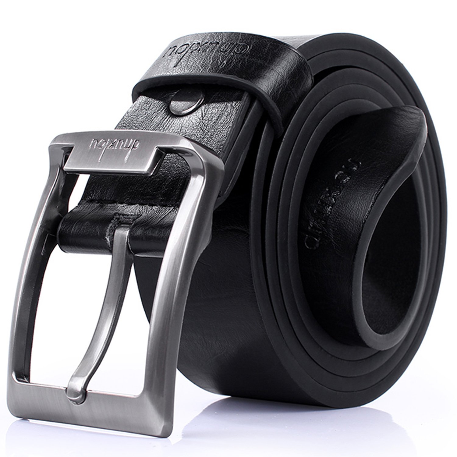 HIRUN Belts for Men - Men's Jean Dress Belt Leather 1.5" Wide Pin Adjustable Buckle